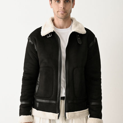 Stylish Faux Leather Bomber Jacket