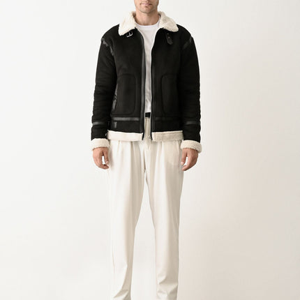 Stylish Faux Leather Bomber Jacket