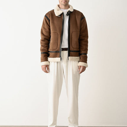 Stylish Faux Leather Bomber Jacket