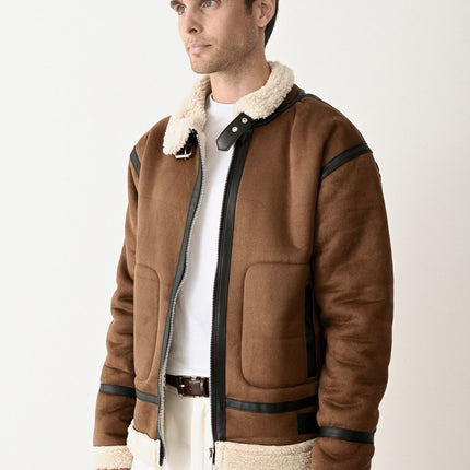 Stylish Faux Leather Bomber Jacket