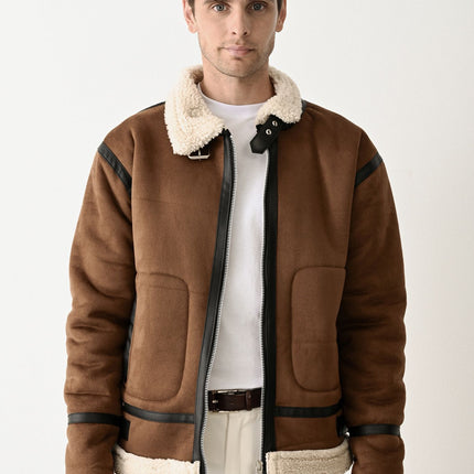 Stylish Faux Leather Bomber Jacket