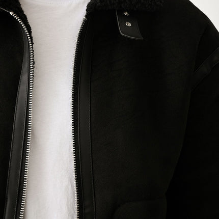 Stylish Faux Leather Bomber Jacket