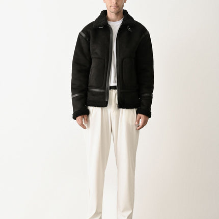 Stylish Faux Leather Bomber Jacket