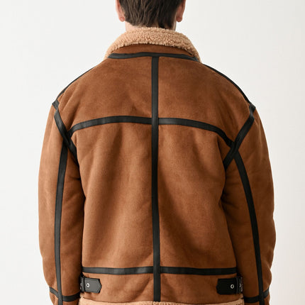 Stylish Faux Leather Bomber Jacket