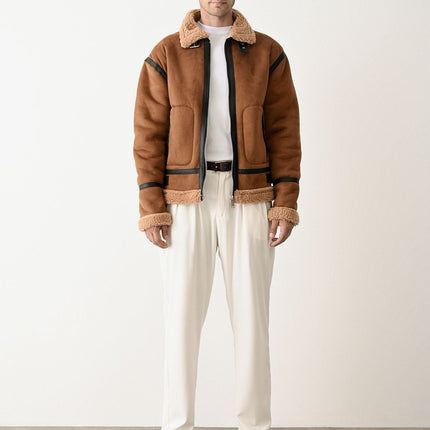 Stylish Faux Leather Bomber Jacket