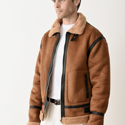 Stylish Faux Leather Bomber Jacket