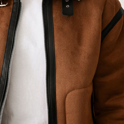 Stylish Faux Leather Bomber Jacket