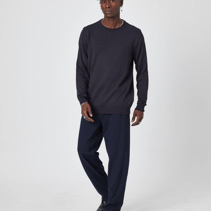 Men's Oversized Plain Knit Crew Neck Sweater - Casual Comfort