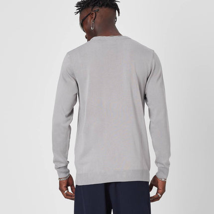 Men's Oversized Plain Knit Crew Neck Sweater - Casual Comfort