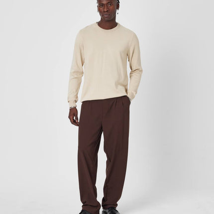 Men's Oversized Plain Knit Crew Neck Sweater - Casual Comfort