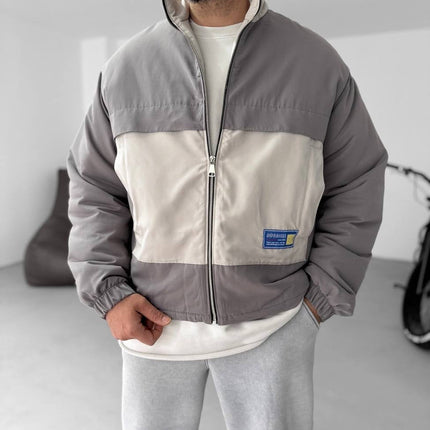 Men's Oversized Zip-Up Sweatshirt Two-Tone