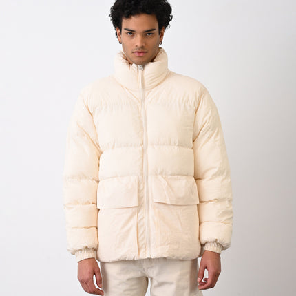 Men's Premium Puffer Jacket with High Collar and Utility Pockets