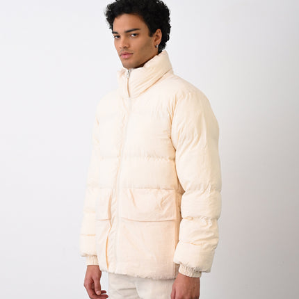 Men's Premium Puffer Jacket with High Collar and Utility Pockets
