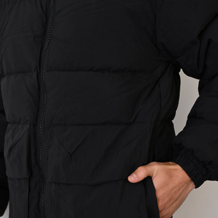 Men's Premium Puffer Jacket with High Collar and Utility Pockets