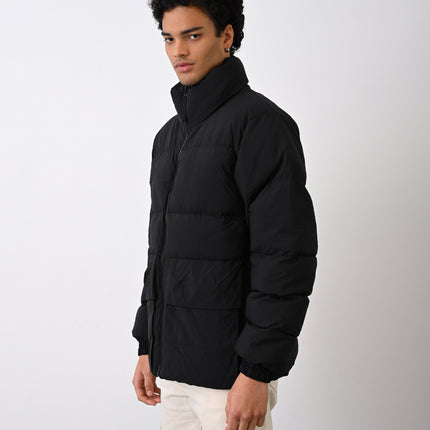 Men's Premium Puffer Jacket with High Collar and Utility Pockets