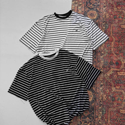 Men's Striped Cotton T-Shirt / Classic Black White Stripe Tee