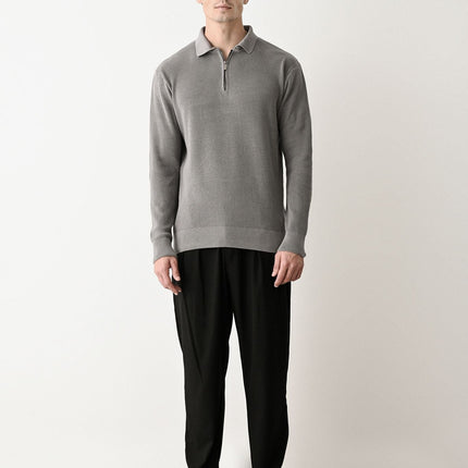 Collared Zip-Up Knit Sweater