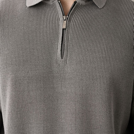 Collared Zip-Up Knit Sweater