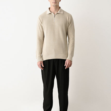 Collared Zip-Up Knit Sweater