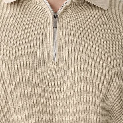 Collared Zip-Up Knit Sweater