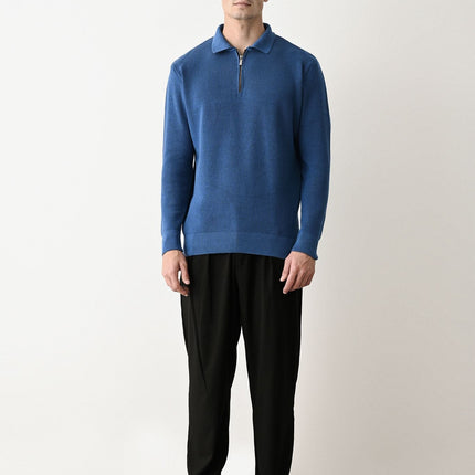Collared Zip-Up Knit Sweater
