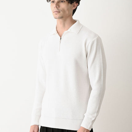 Collared Zip-Up Knit Sweater
