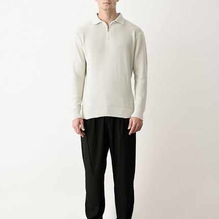 Collared Zip-Up Knit Sweater