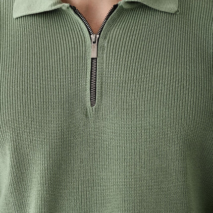 Collared Zip-Up Knit Sweater