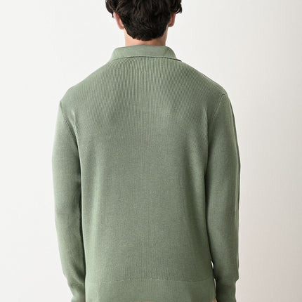 Collared Zip-Up Knit Sweater