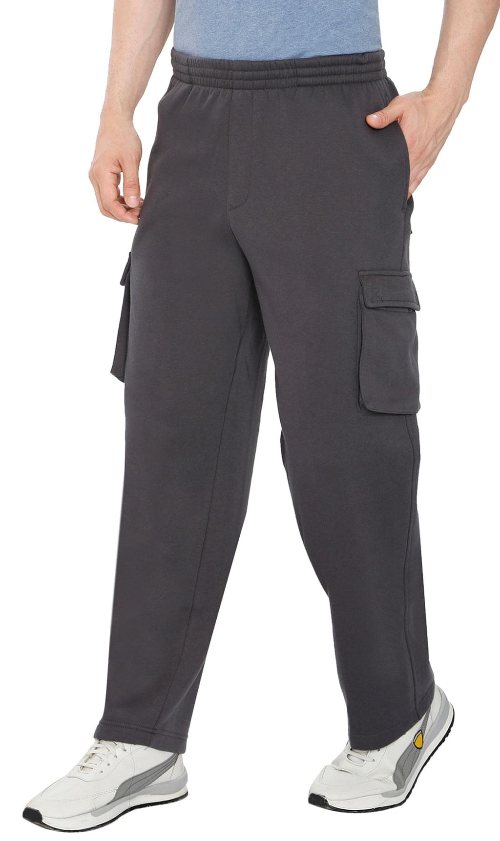 Men's Brushed Fleece Cargo Pants – Comfy Sweatpants with inner drawstrings
