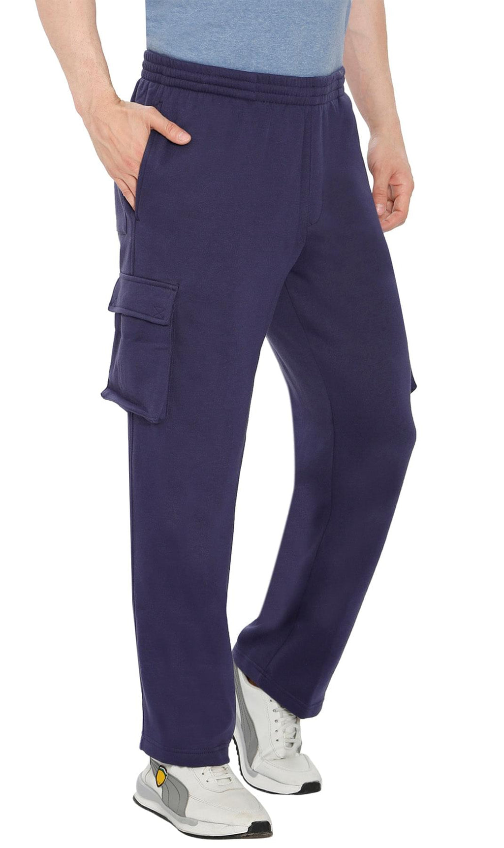 Men's Brushed Fleece Cargo Pants – Comfy Sweatpants with inner drawstrings