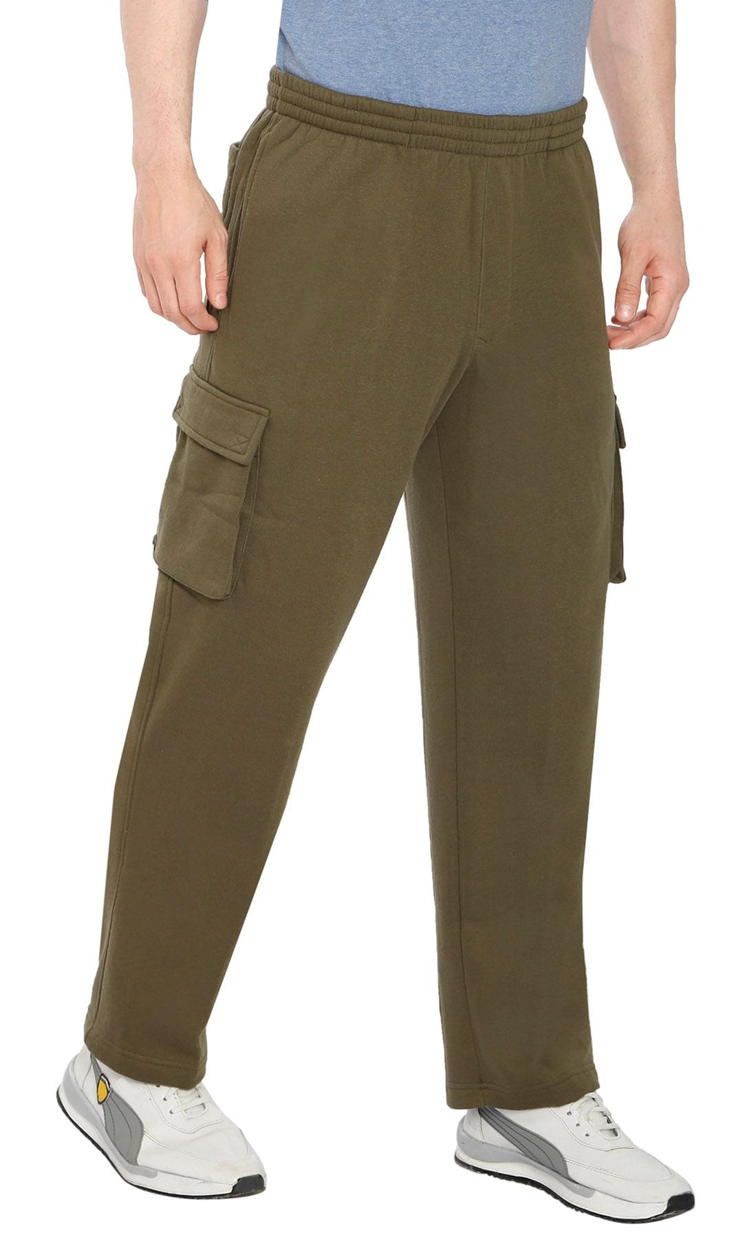 Men's Brushed Fleece Cargo Pants – Comfy Sweatpants with inner drawstrings