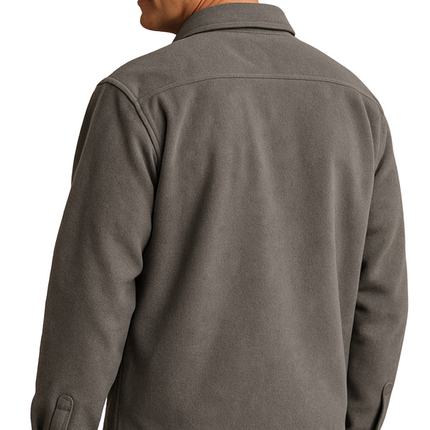 Men's Heathered Fleece Overshirt with Chest Pockets and Tortoise-shell patterned Buttons