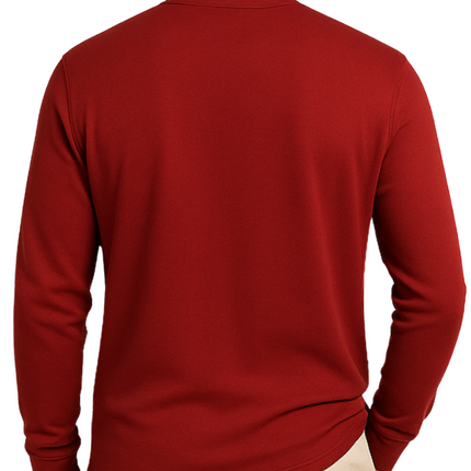 Men's Long Sleeve Henley shirt in cotton blend with 3 Button Placket & Chest Pocket