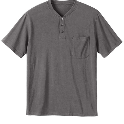 Men's Short Sleeve Henley Relaxed Fit Shirt with Pocket