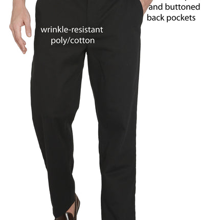 Men's Stretch Waist Chinos with a Hidden Elastic Waist and Flat Front