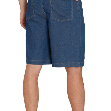 Men's Stretch Waist Pull On Shorts  in Denim and Twill - Free of Buttons & Snaps