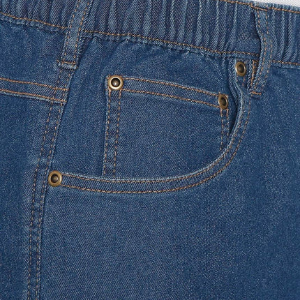 Men's Stretch Waist Pull On Shorts  in Denim and Twill - Free of Buttons & Snaps
