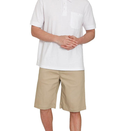 Men's Stretch Waist Pull On Shorts  in Denim and Twill - Free of Buttons & Snaps