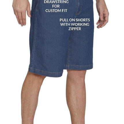Men's Stretch Waist Pull On Shorts  in Denim and Twill - Free of Buttons & Snaps