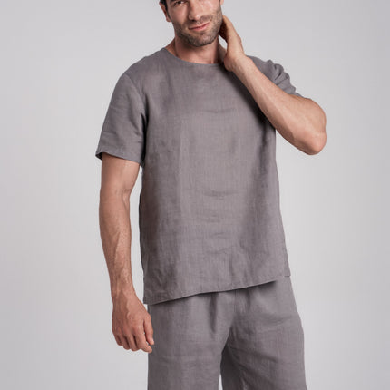 Men's Short-Sleeve Linen Sleepwear