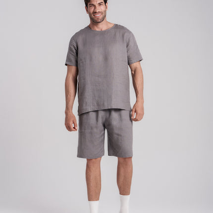 Men's Short-Sleeve Linen Sleepwear