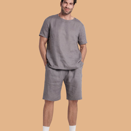 Men's Short-Sleeve Linen Sleepwear