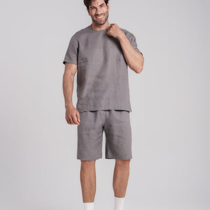Men's Short-Sleeve Linen Sleepwear