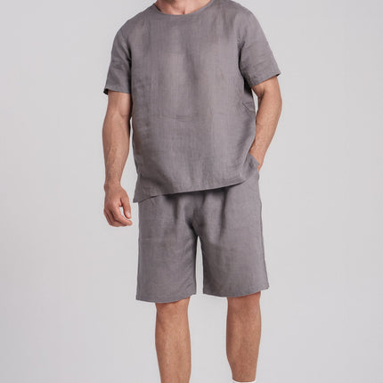 Men's Short-Sleeve Linen Sleepwear