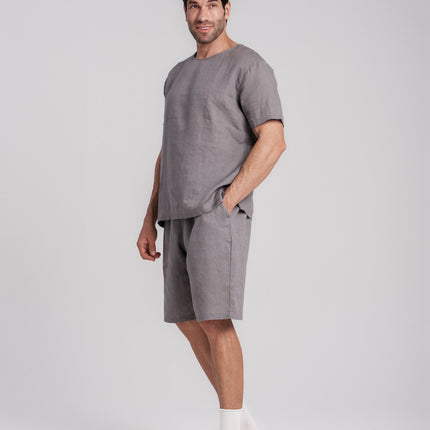 Men's Short-Sleeve Linen Sleepwear