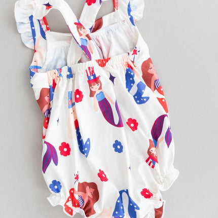 SALE Mer-Made in the USA Ruffle Cross Back Romper