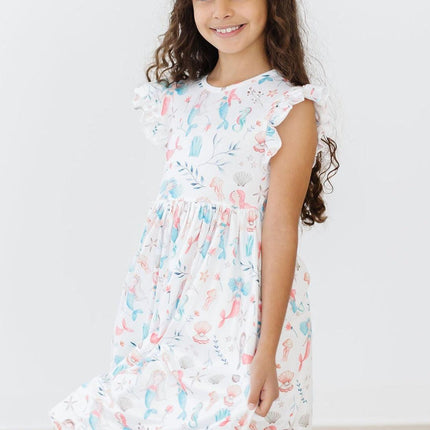 Mermaid Friends Flutter Sleeve Twirl Dress