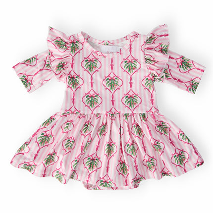 Merry Mistletoe 3/4 Sleeve Twirl Flutter Bodysuit