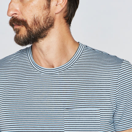 Men's V-Pocket Stripe Tee - Blue / Black